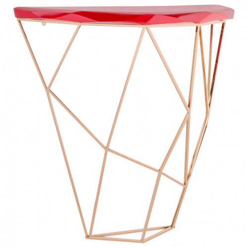 консоль geometric 100x38x90 золото, красная столешница в Костроме