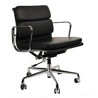 кресло eames style с регулируемой высотой черная кожа в Костроме