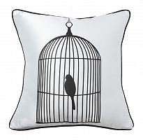 подушка с птичкой в клетке birdie in a cage white в Костроме