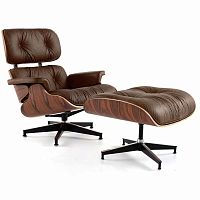 кресло eames style lounge chair & ottoman premium коричневое в Костроме