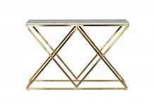 консоль белая с золотыми фигурными ножками bianco namibia 120x40x78 см в Костроме