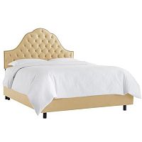 кровать двуспальная 160х200 желтая с каретной стяжкой alina tufted wheat в Костроме