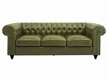 диван chester classic трехместный прямой оливковый, черные ножки в Костроме