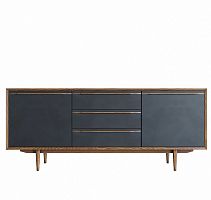 комод brun black с тремя ящиками и дверками черный в Костроме