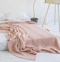 комплект плед с косами (180*220) и 2 наволочки (50*50) св. персик в Костроме