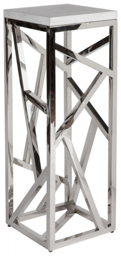 консоль geometric высокая 40x40x110 металл, белая столешница в Костроме