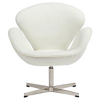 кресло swan chair кашемир белое в Костроме