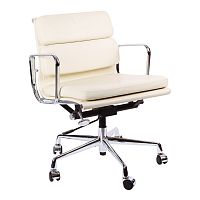 кресло eames style с регулируемой высотой кремовая кожа в Костроме