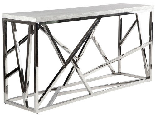 консоль geometric 180x50x90 хром, белая столешница в Костроме