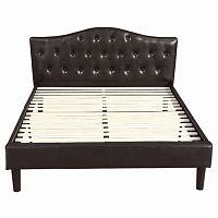 кровать двуспальная 160х200 темно-коричневая с каретной стяжкой kody в Костроме