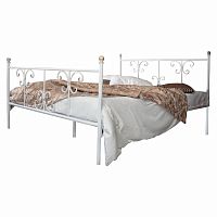 кованая двуспальная кровать 160х200 с двумя спинками белая симона в Костроме