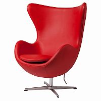 кресло egg chair кожа красное в Костроме