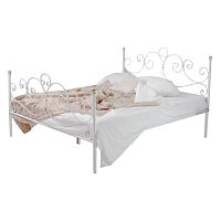 кованая двуспальная кровать 160х200 с двумя спинками белая флоренция в Костроме