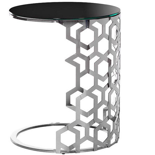 стол приставной silver circle 50x50х60 черный, серебро в Костроме