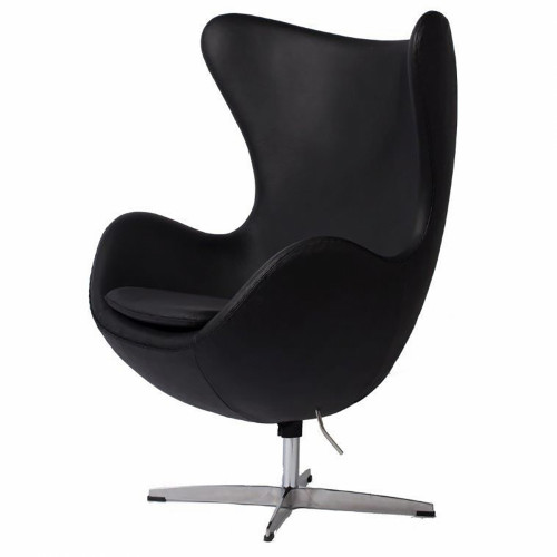 кресло egg chair кожа черное в Костроме