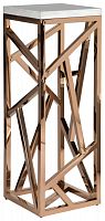 консоль geometric высокая 40x40x110 золото, белая столешница в Костроме