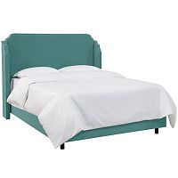 кровать двуспальная с мягкой спинкой 160х200 зеленая aurora wingback teal в Костроме