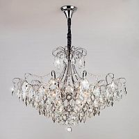 подвесная люстра eurosvet crystal 10080/12 хром/прозрачный хрусталь strotskis в Костроме