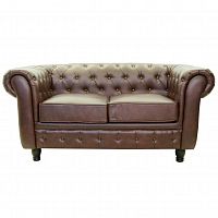 диван chesterfield двухместный прямой коричневый в Костроме
