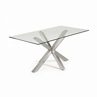 стол arya 160x90 st steel matt, прозрачное стекло c785c07 от la forma (ex julia grup) в Костроме