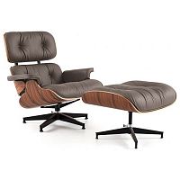 кресло eames style lounge chair кожа коричневое в Костроме