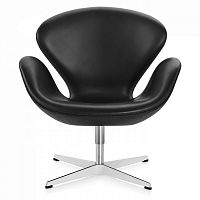 кресло swan chair кожа черное в Костроме
