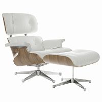 кресло eames style lounge chair & ottoman белое в Костроме