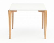 стол обеденный с белой столешницей и коричневыми ножками quatro compact в Костроме