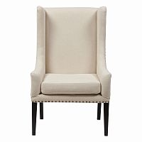 кресло мягкое с ушами белое nailhead fabric armchair в Костроме