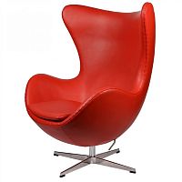 кресло arne jacobsen style egg chair кожа красное в Костроме