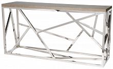 консоль geometric 180x50x90 хром, коричневая столешница в Костроме