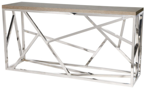 консоль geometric 180x50x90 хром, коричневая столешница в Костроме