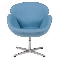 кресло swan chair шерсть голубое в Костроме