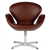 кресло swan chair кожа коричневое в Костроме