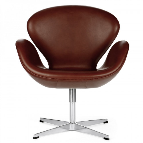кресло swan chair кожа коричневое в Костроме