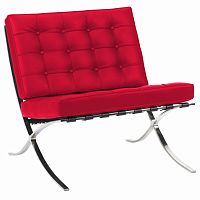 кресло barcelona chair кожа красное в Костроме