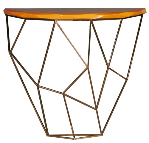 консоль geometric 100x38x90 металл, коричневая столешница в Костроме