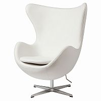 кресло egg chair кожа белое в Костроме