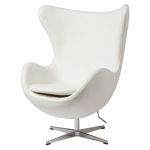 кресло egg chair кожа белое в Костроме