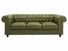 диван chester classic трехместный прямой оливковый, коричневые ножки в Костроме