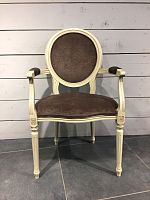кресло с овальной спинкой «медальон», фасад слоновая кость антик, ткань velvet lux 53 в Костроме