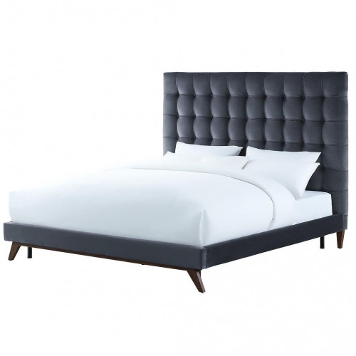 кровать двуспальная 160х200 серая из велюра eden в Костроме