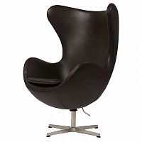 кресло egg chair кожа темно-коричневое в Костроме