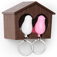 держатель+брелок для ключей двойной sparrow коричневый-белый-розовый в Костроме
