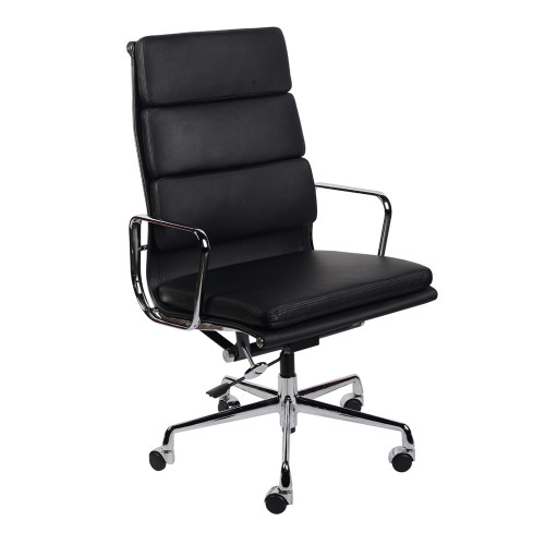 кресло eames style на колесиках черная кожа в Костроме