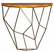 консоль geometric 100x38x90 золото, коричневая столешница в Костроме