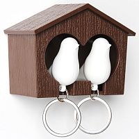 держатель+брелок для ключей двойной sparrow коричневый-белый в Костроме
