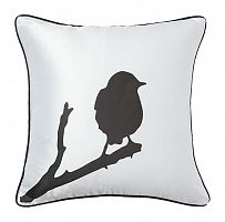 подушка с птичкой на ветке lone bird white в Костроме