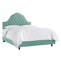 кровать двуспальная 180х200 голубая с каретной стяжкой alina tufted seafoam в Костроме