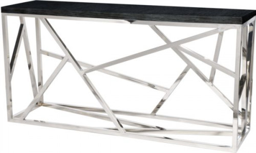 консоль geometric 180x50x90 хром, черная столешница в Костроме